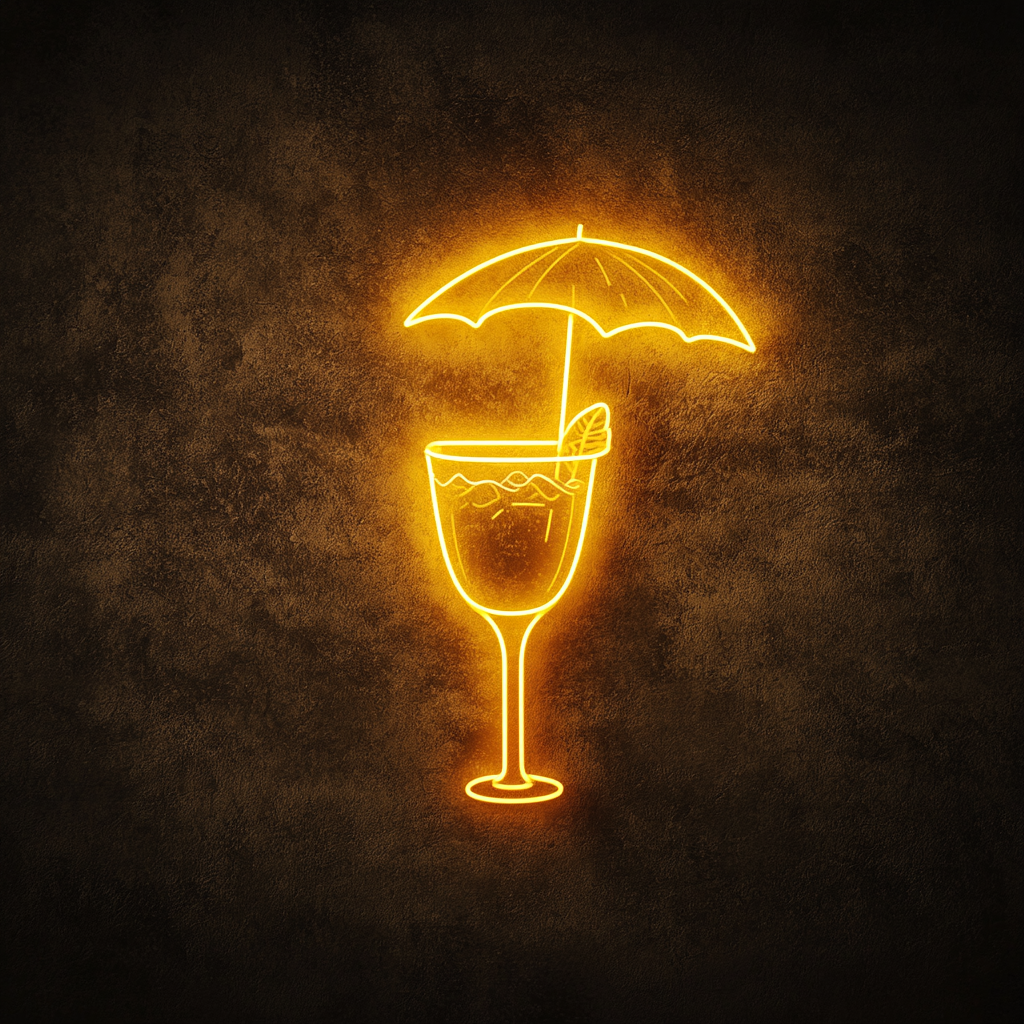Margarita with Umbrella - Yellow Neon Sign, 18 Inches