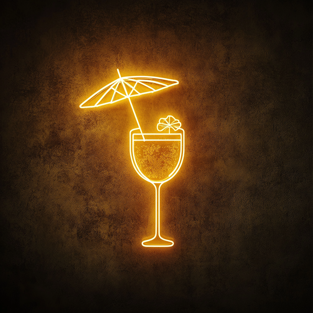 Margarita with Umbrella - Yellow Neon Sign, 18 Inches