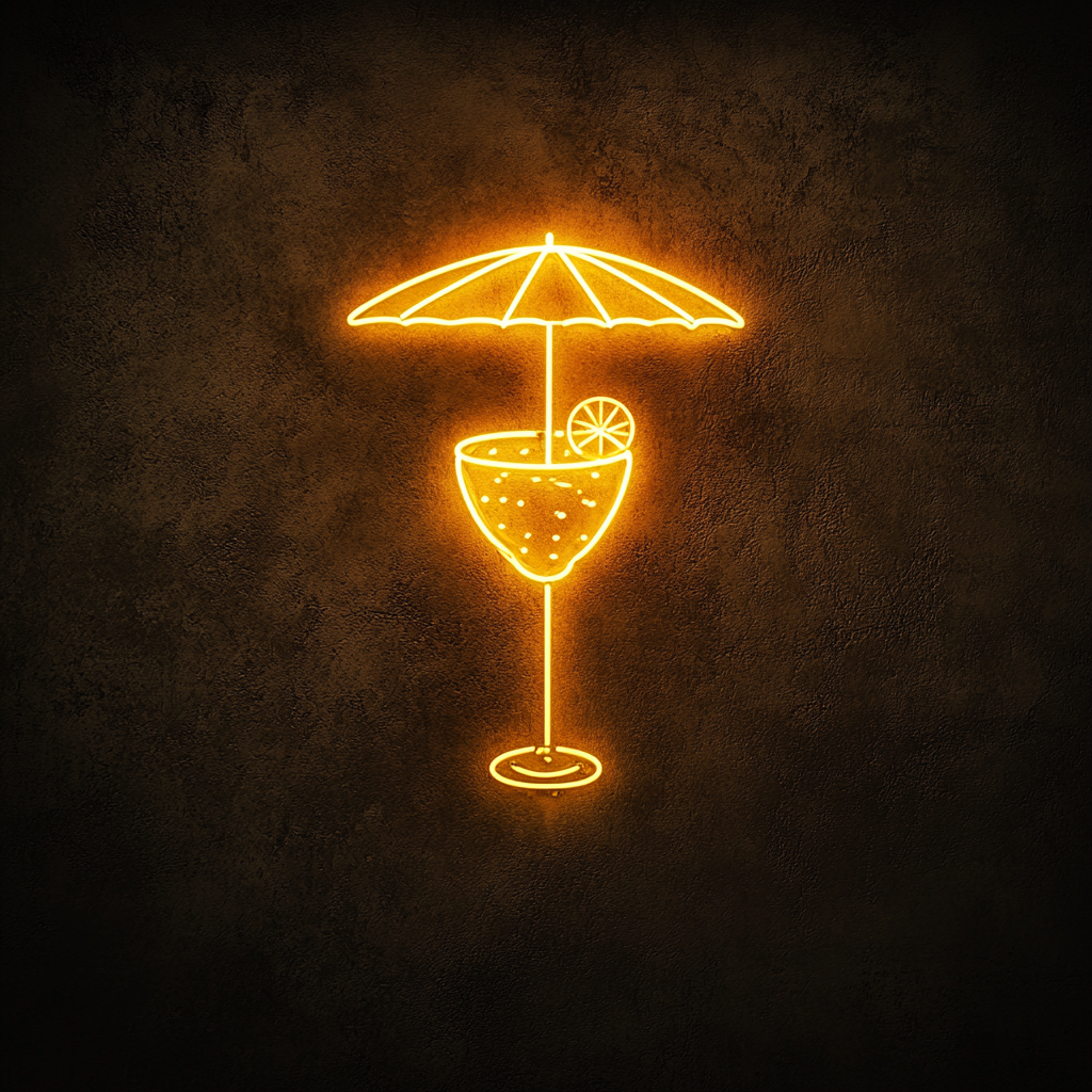 Margarita with Umbrella - Yellow Neon Sign, 18 Inches
