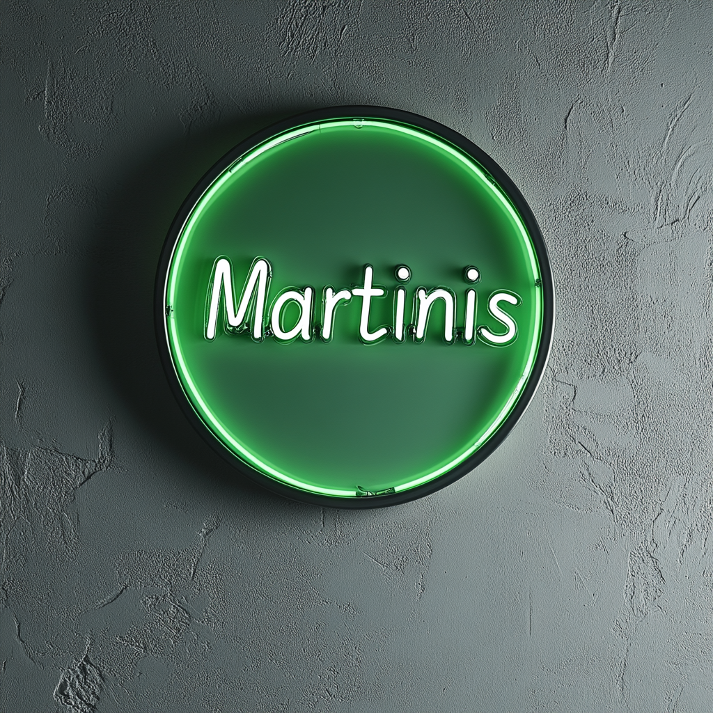 "Martinis" - Green Neon Sign, 24 Inches