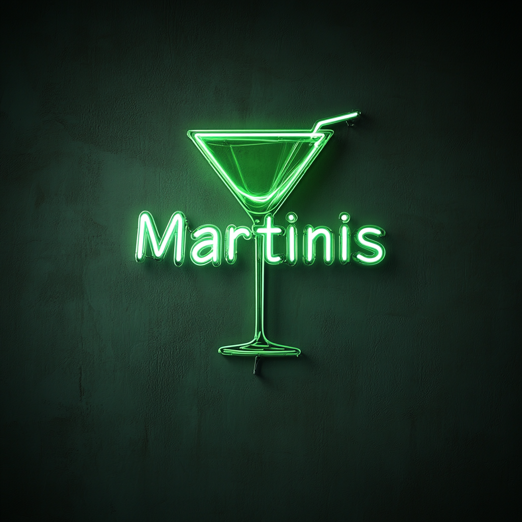 "Martinis" - Green Neon Sign, 24 Inches