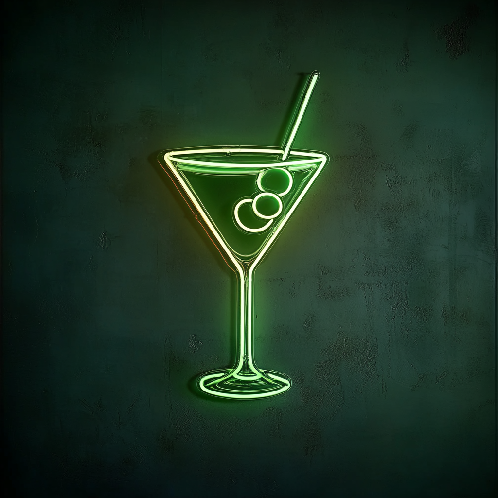 Martini - Green Neon Sign, 18 Inches