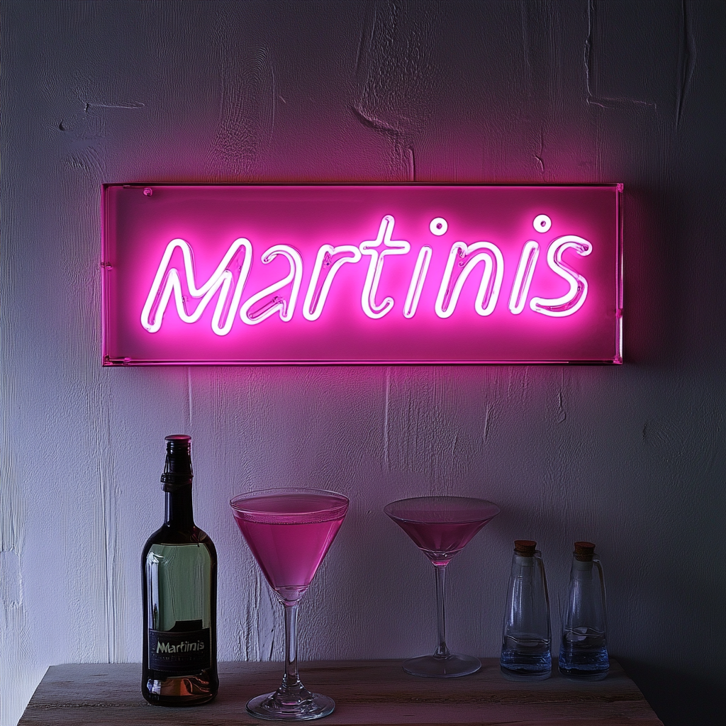 "Martinis" - Pink Neon Sign, 24 Inches