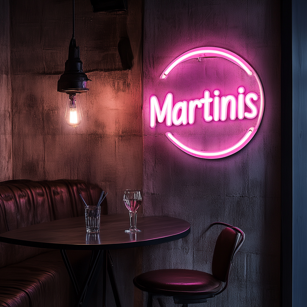 "Martinis" - Pink Neon Sign, 18 Inches