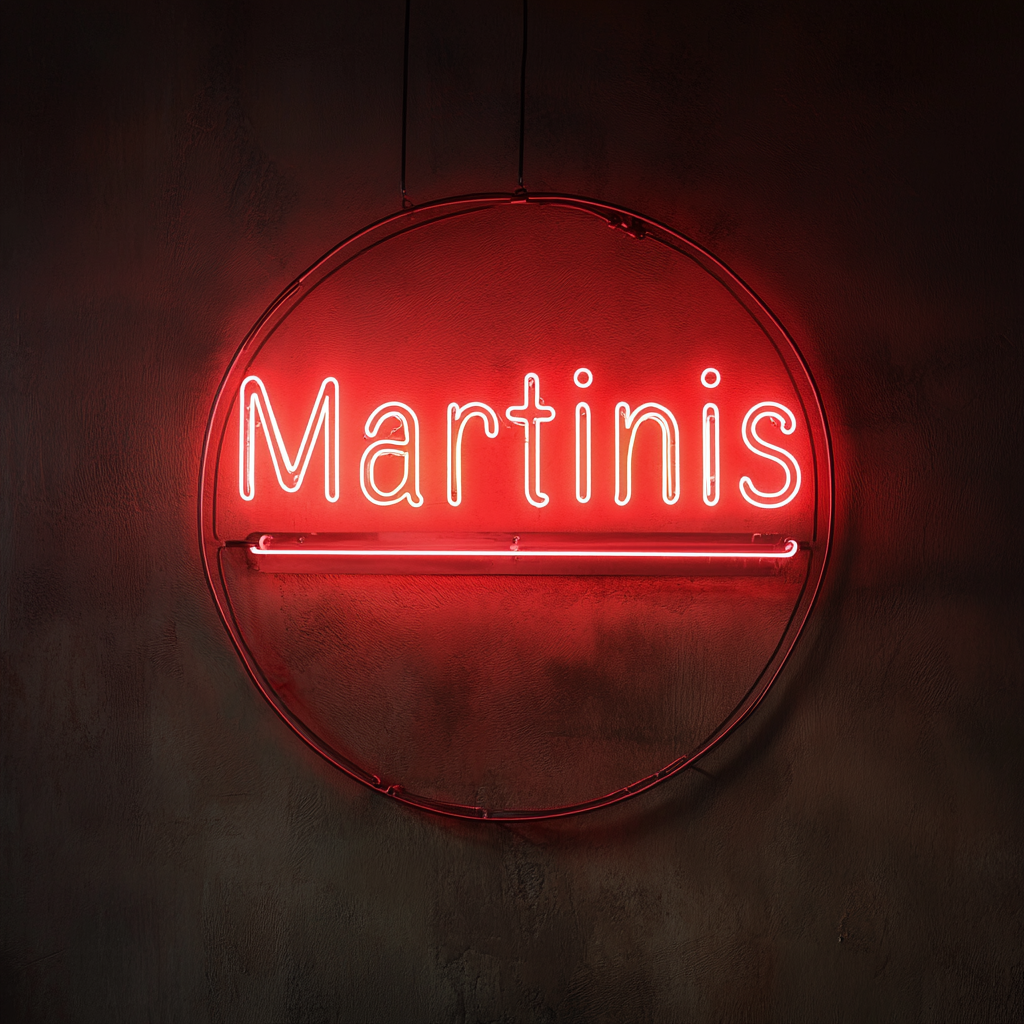 "Martinis" - Red Neon Sign, 24 Inches