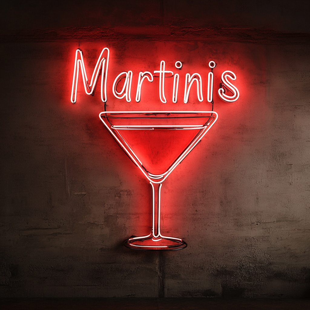"Martinis" - Red Neon Sign, 24 Inches