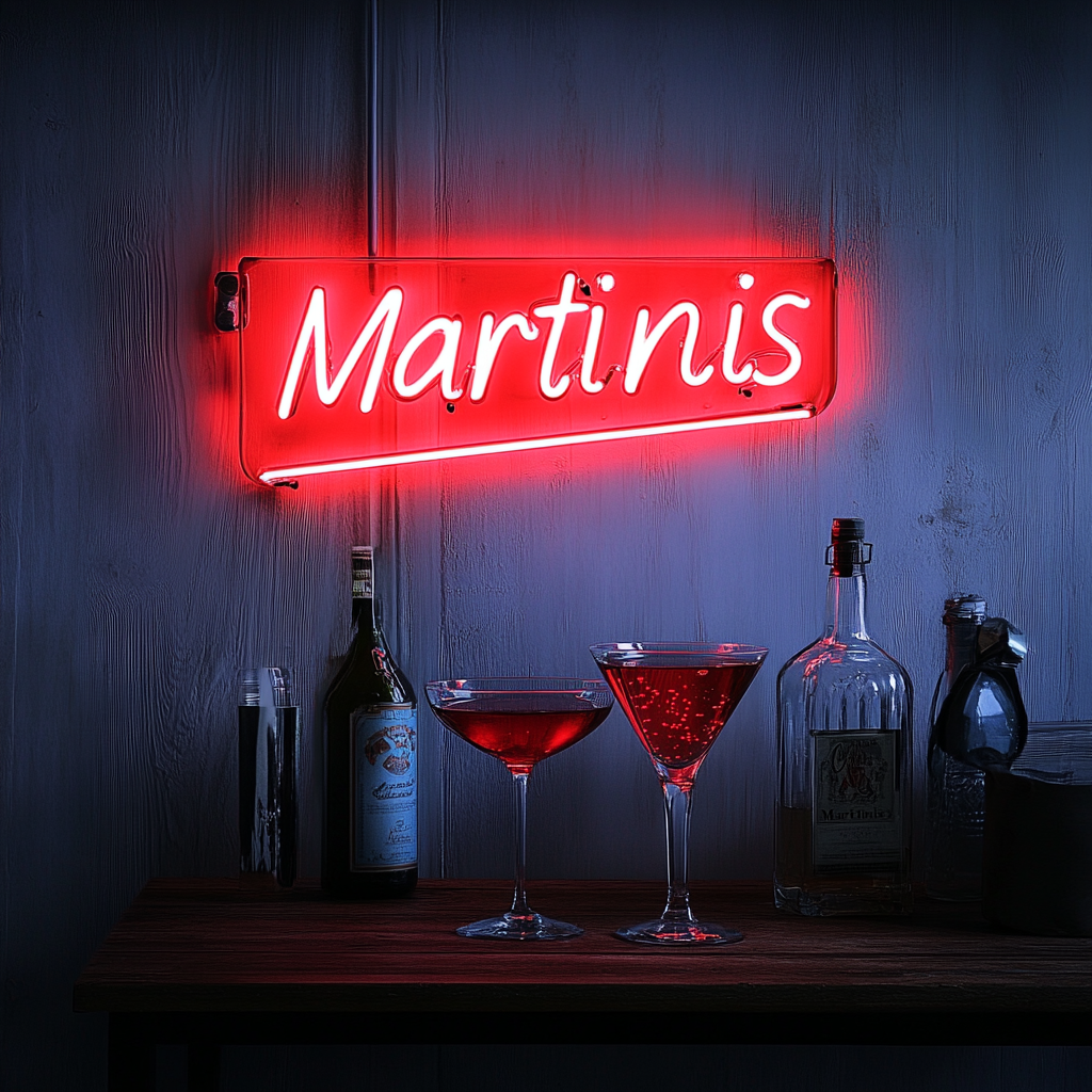 "Martinis" - Red Neon Sign, 24 Inches