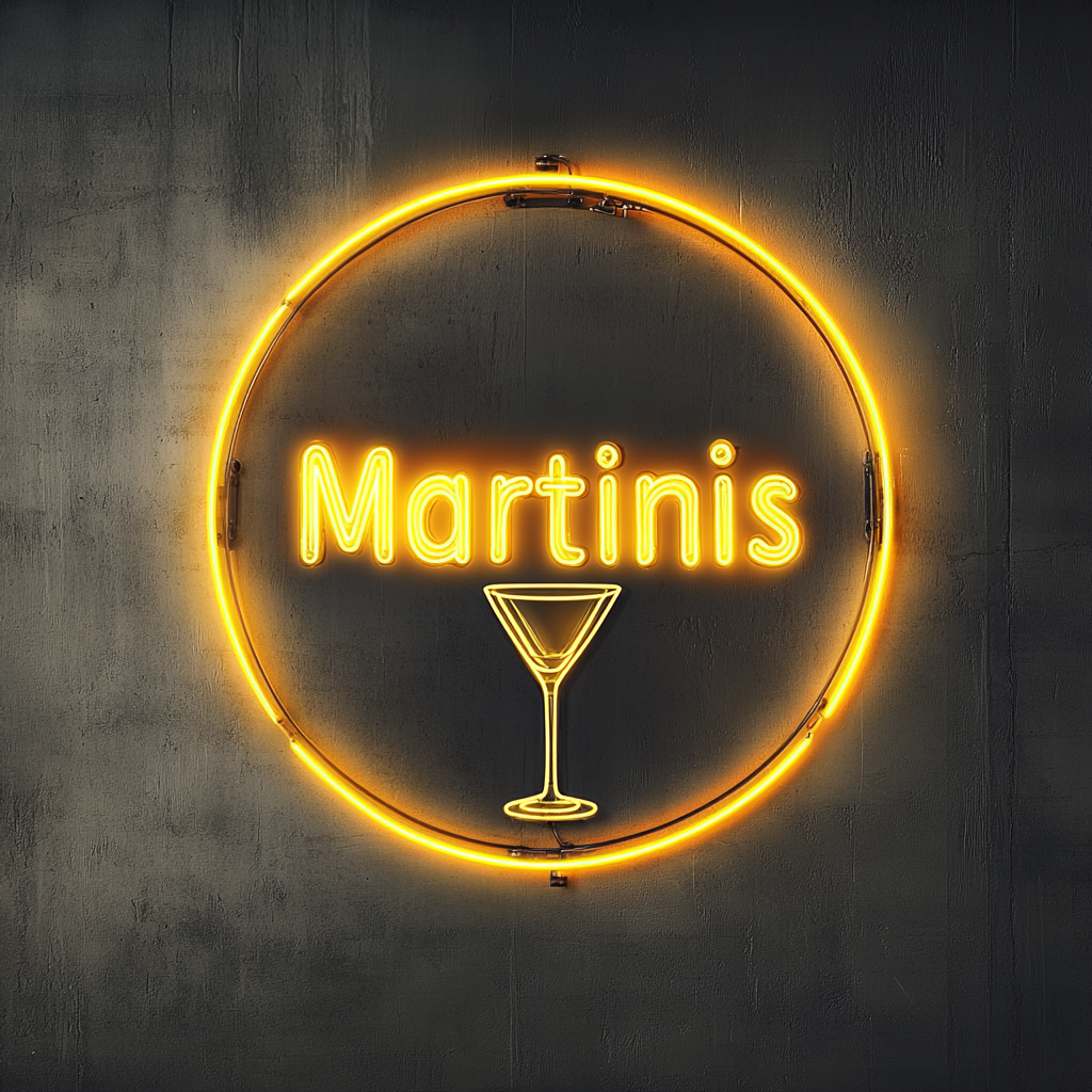 "Martinis" - Yellow Neon Sign, 24 Inches