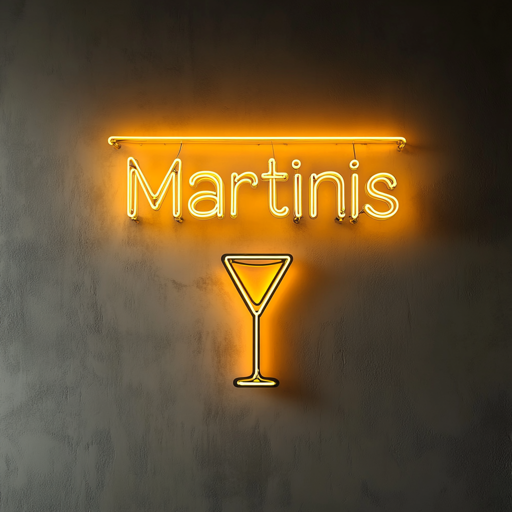 "Martinis" - Yellow Neon Sign, 24 Inches
