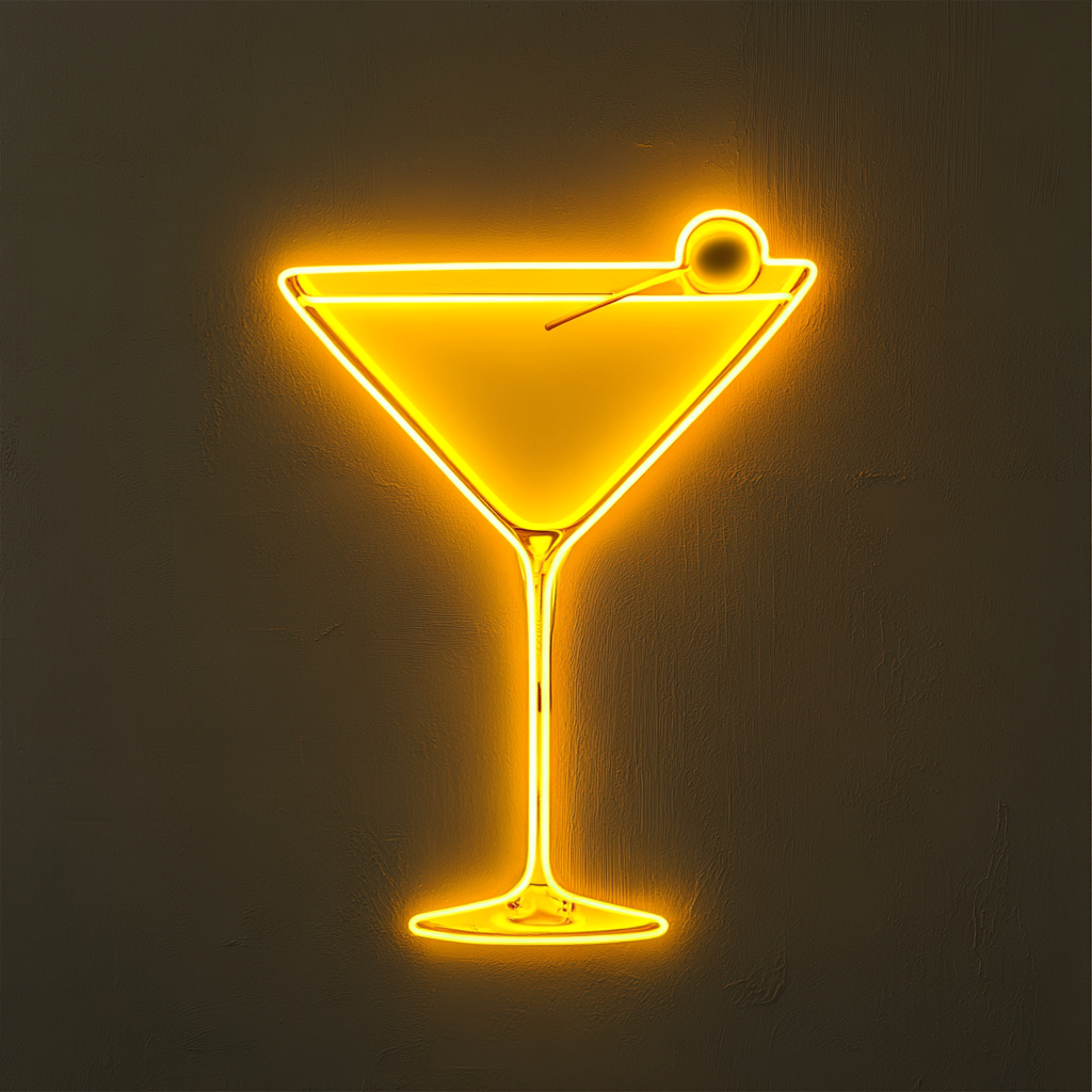 Martini - Yellow Neon Sign, 18 Inches