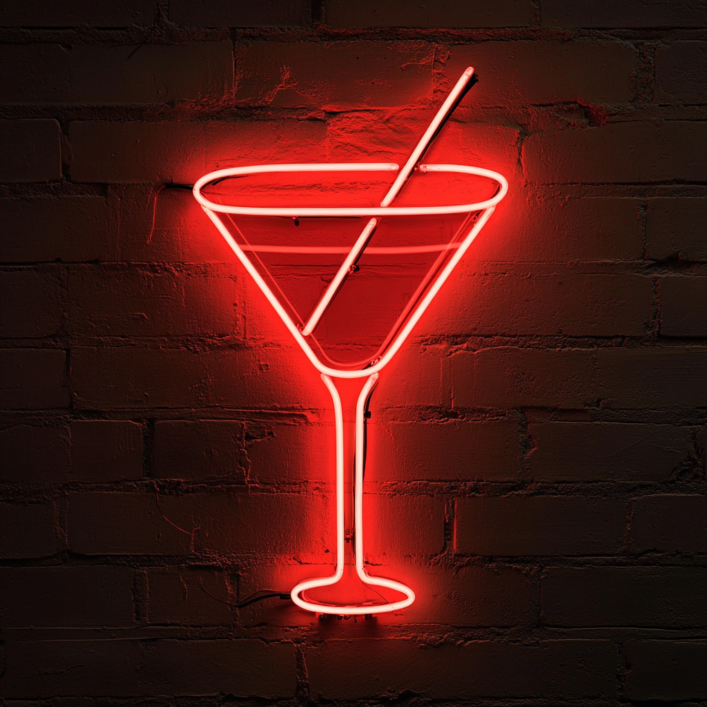 Martini Glass - Red Neon Sign, 18 Inches