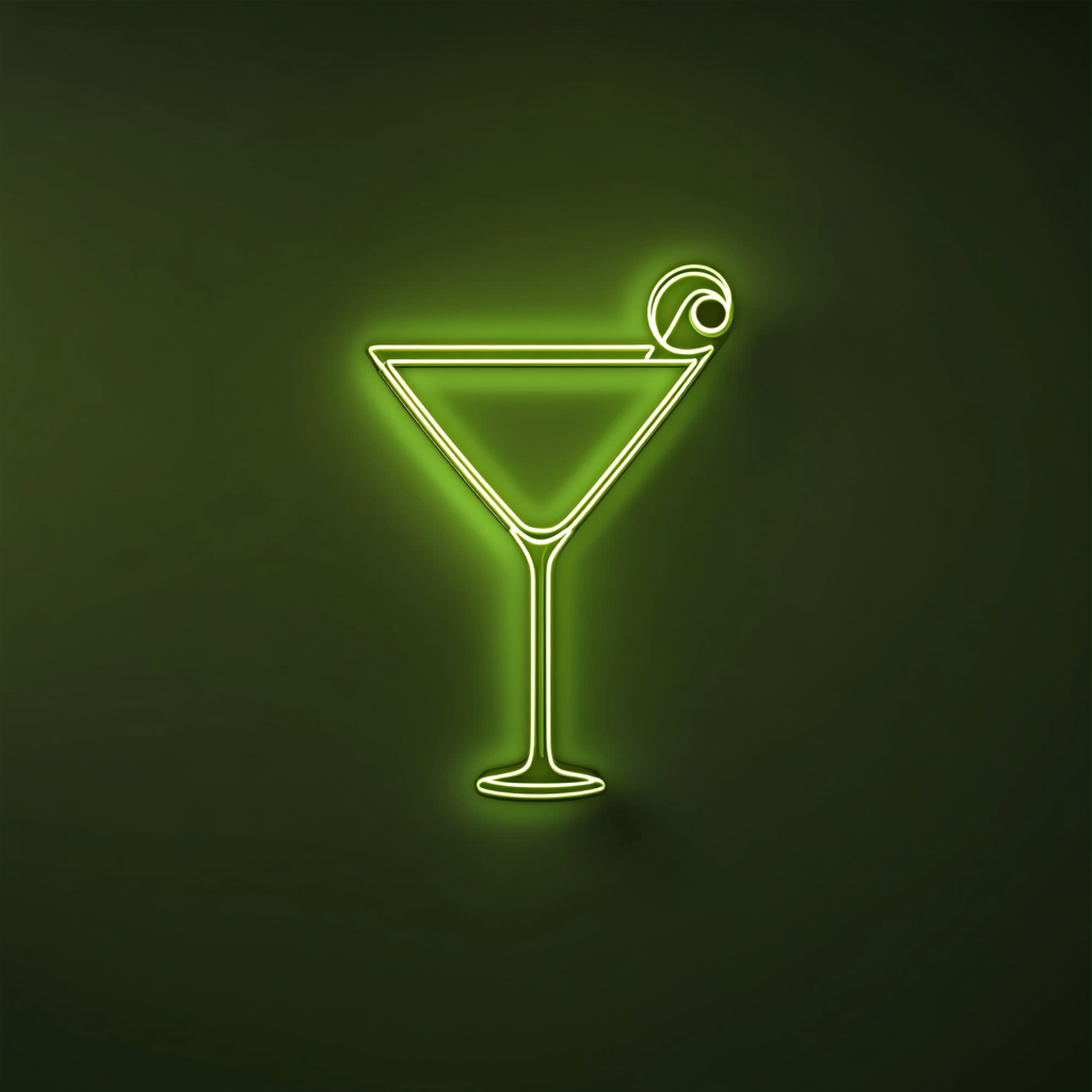 Martini with Olive - Green Neon Sign, 18 Inches