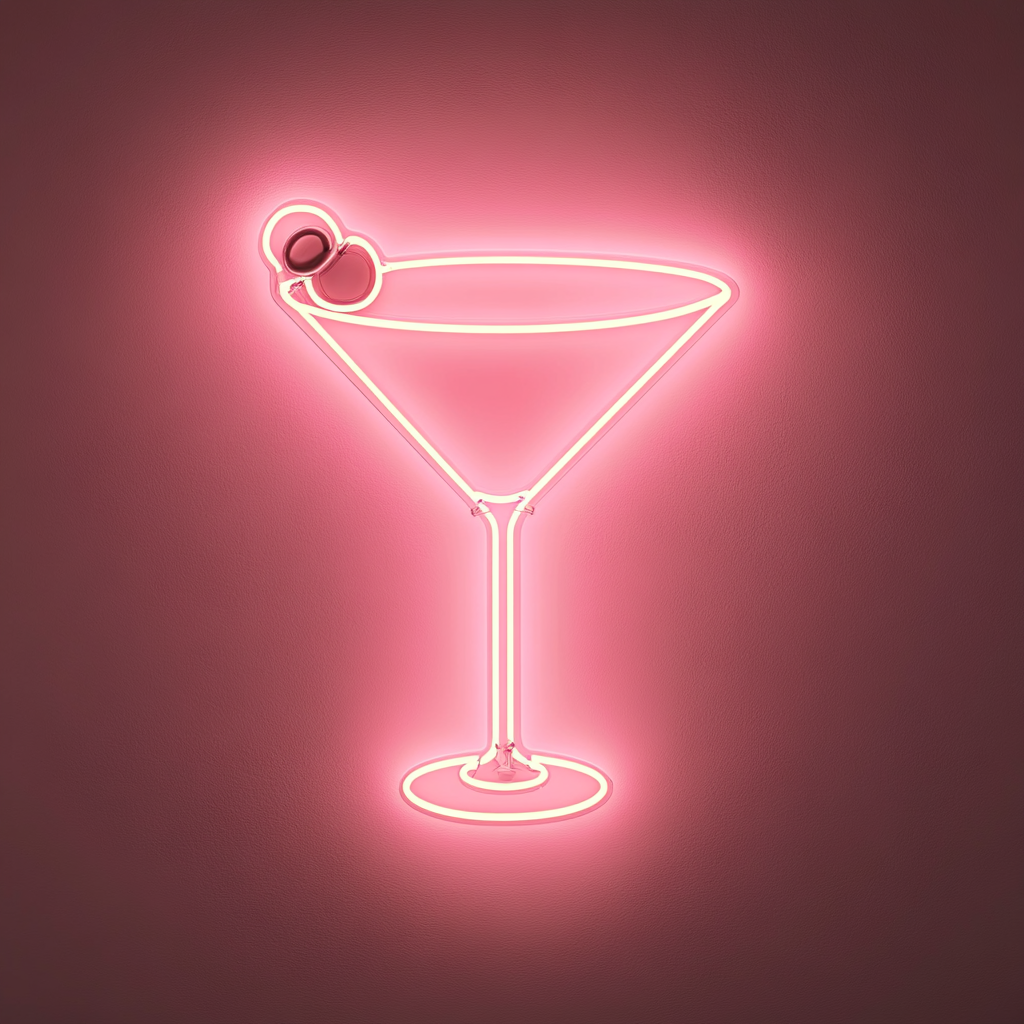 Martini with Olive - Pink Neon Sign, 24 Inches