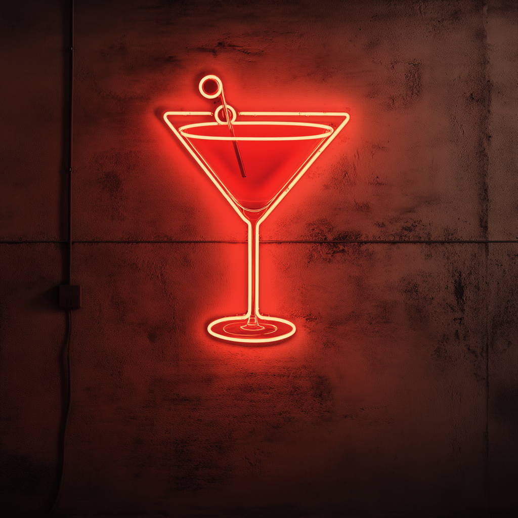 Martini with Olive - Red Neon Sign, 24 Inches