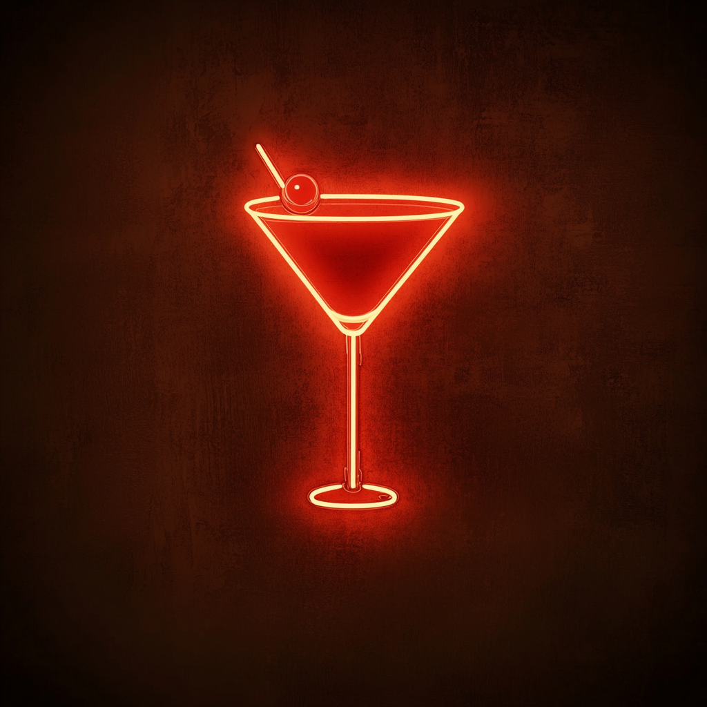 Martini with Olive - Red Neon Sign, 18 Inches
