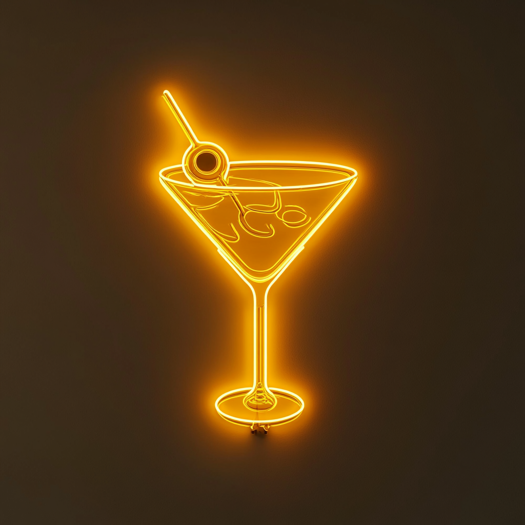 Martini with Olive - Yellow Neon Sign, 18 Inches