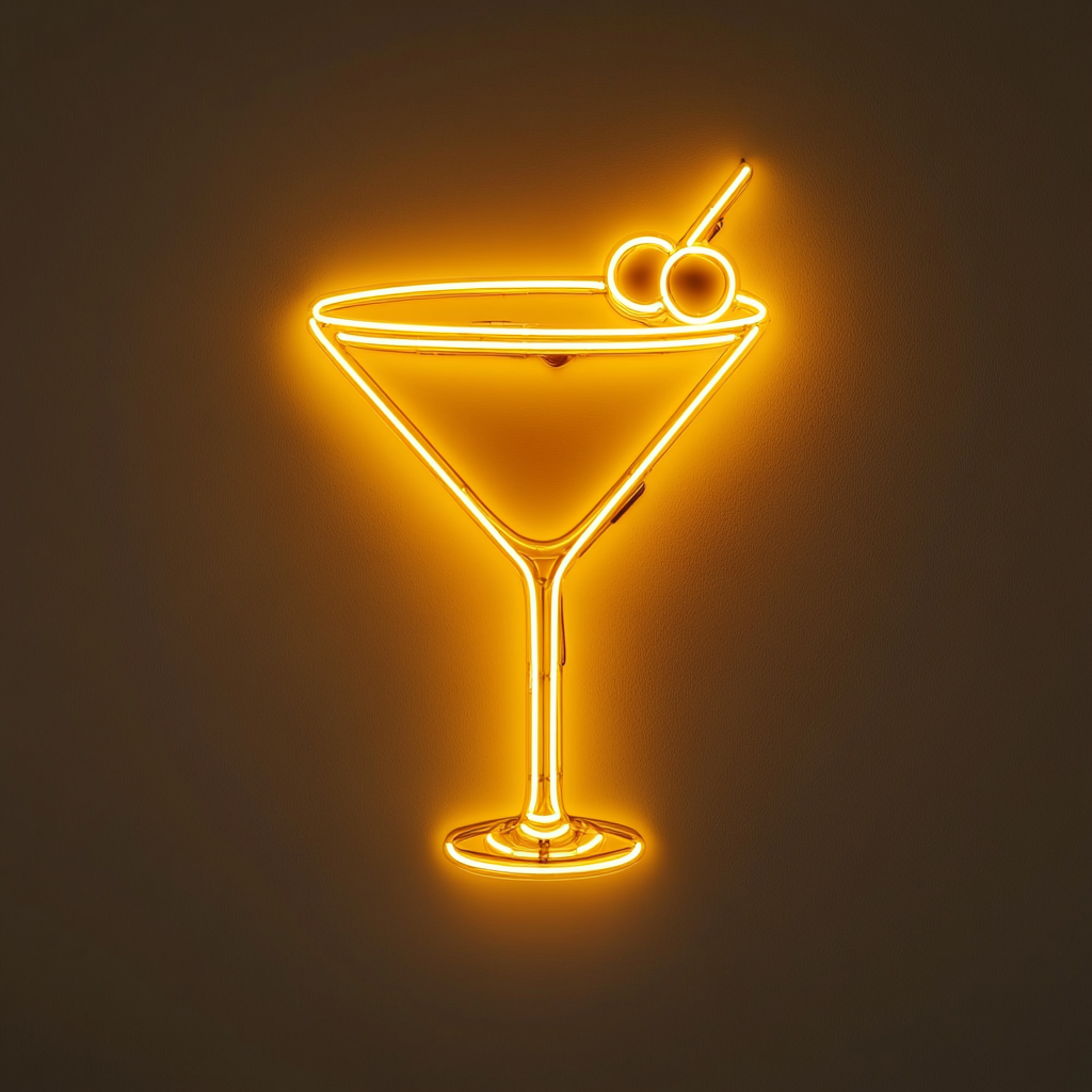 Martini with Olive - Yellow Neon Sign, 24 Inches