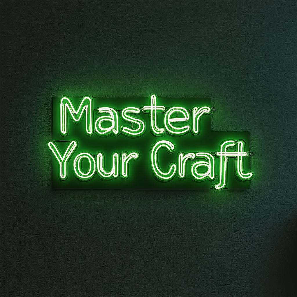"Master Your Craft" - Green Neon Sign, 24 Inches