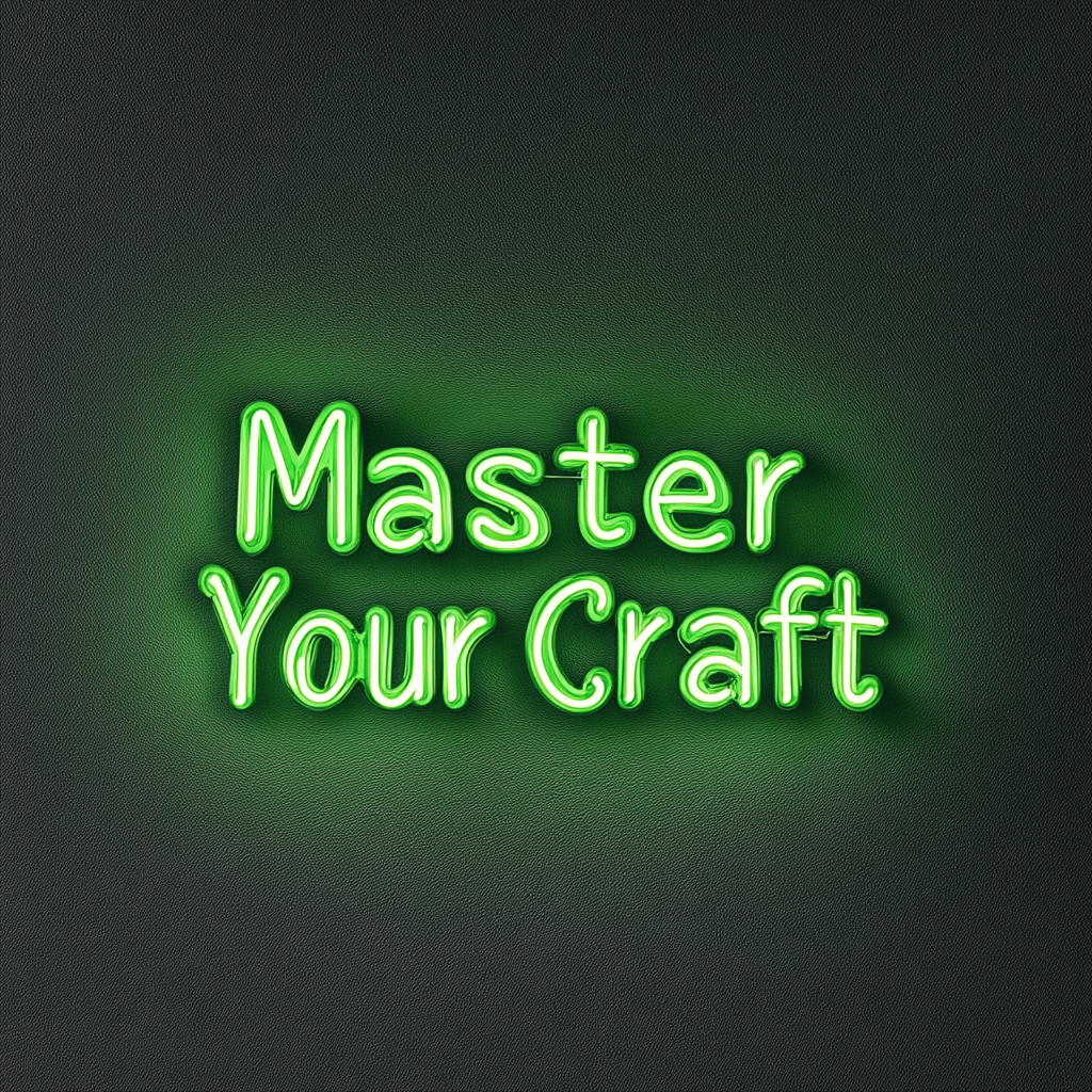 "Master Your Craft" - Green Neon Sign, 24 Inches
