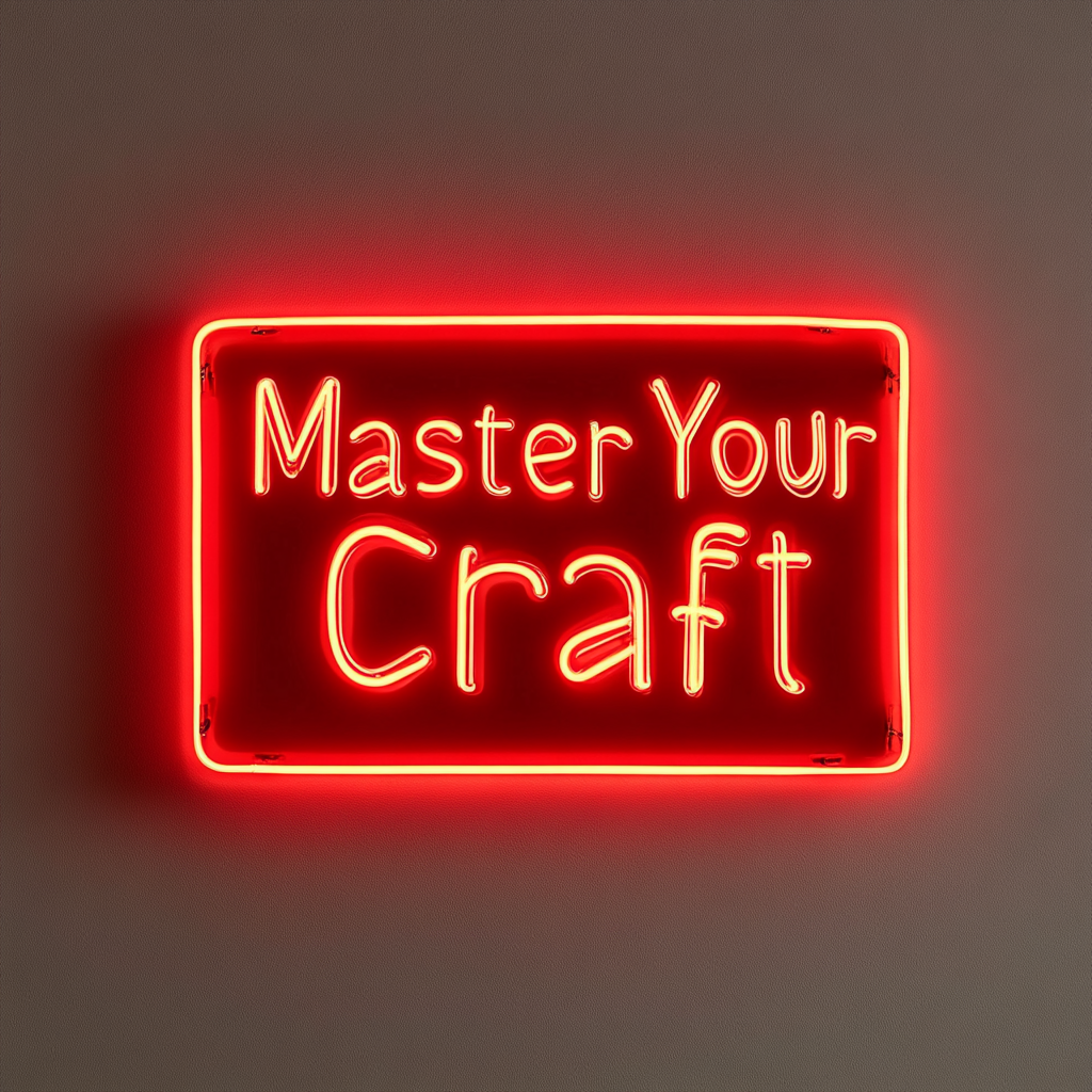 "Master Your Craft" - Red Neon Sign, 18 Inches