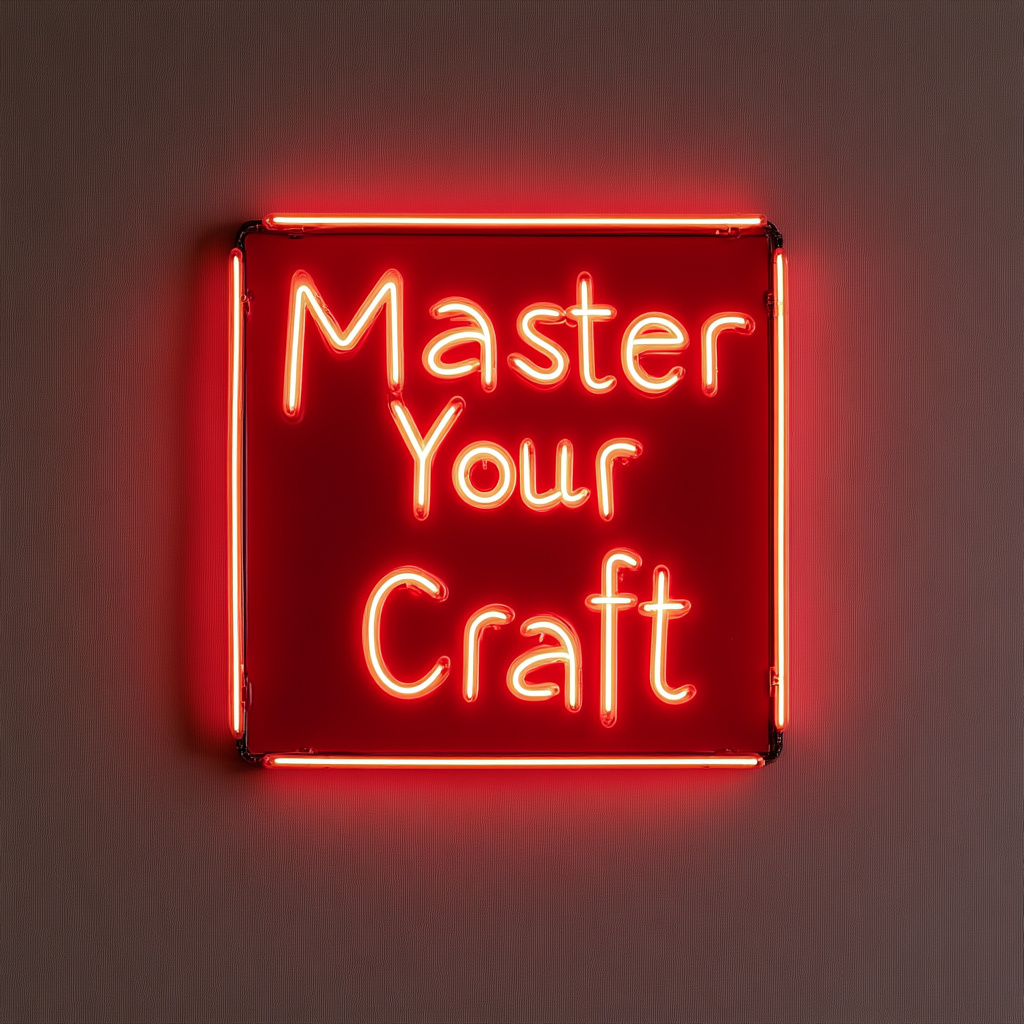 "Master Your Craft" - Red Neon Sign, 24 Inches