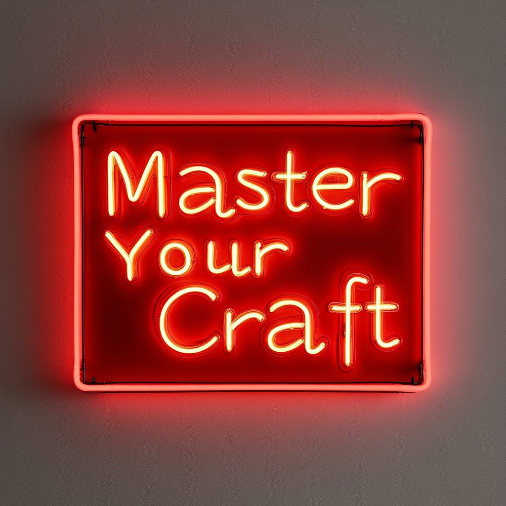 "Master Your Craft" - Red Neon Sign, 24 Inches