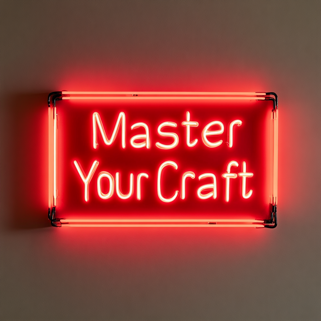 "Master Your Craft" - Red Neon Sign, 24 Inches