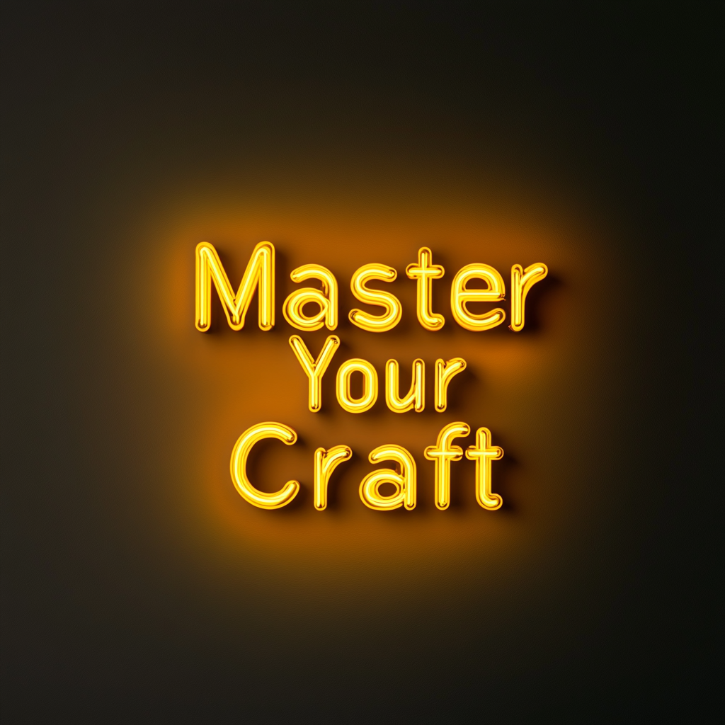 "Master Your Craft" - Yellow Neon Sign, 24 Inches