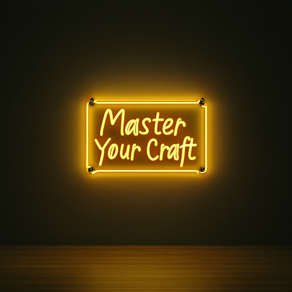 "Master Your Craft" - Yellow Neon Sign, 24 Inches