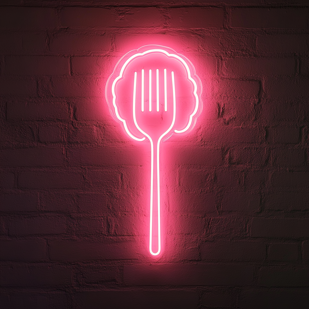 Meatball on Fork - Pink Neon Sign, 24 Inches