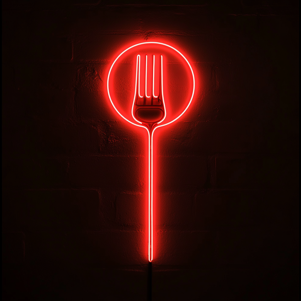 Meatball on Fork - Red Neon Sign, 18 Inches