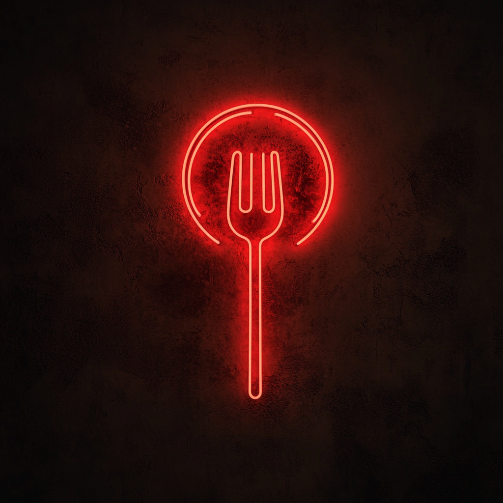 Meatball on Fork - Red Neon Sign, 24 Inches