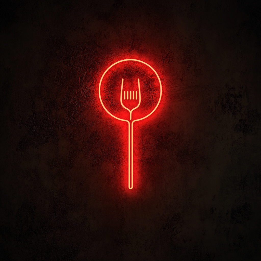 Meatball on Fork - Red Neon Sign, 18 Inches