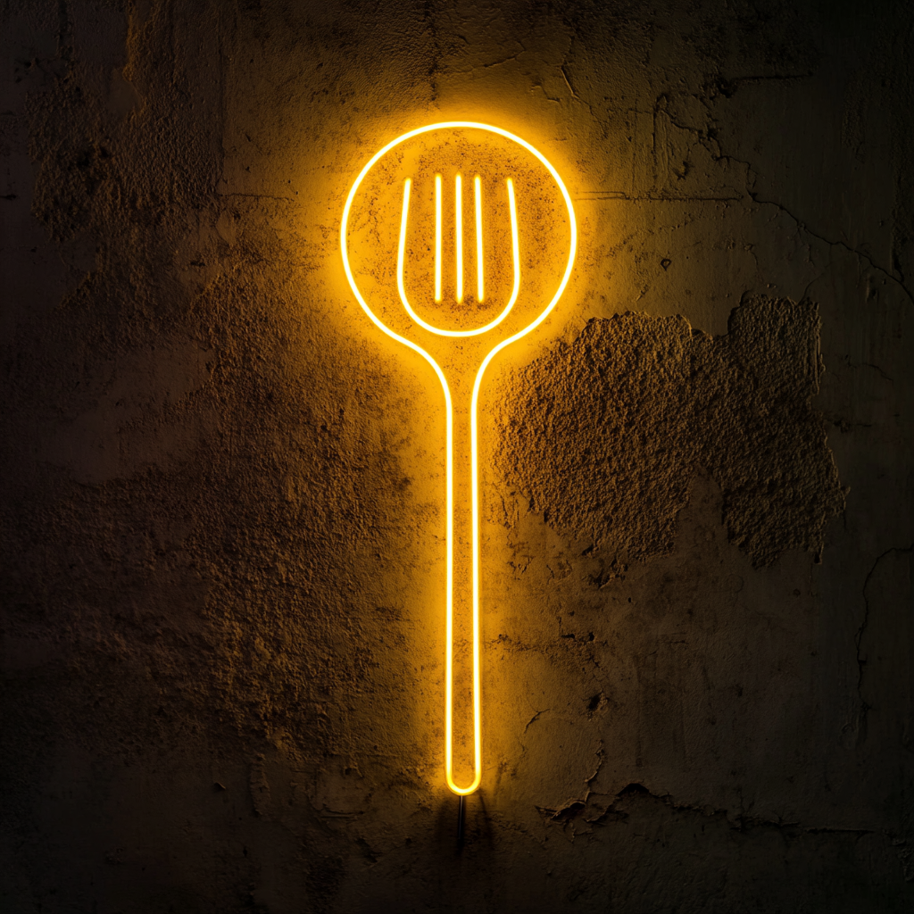 Meatball on Fork - Yellow Neon Sign, 24 Inches