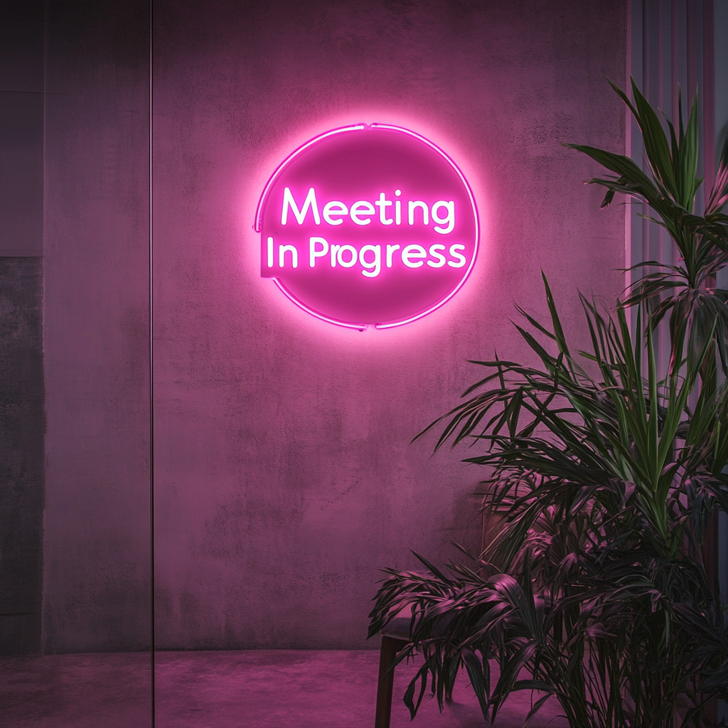 "Meeting In Progress" - Pink Neon Sign, 18 Inches