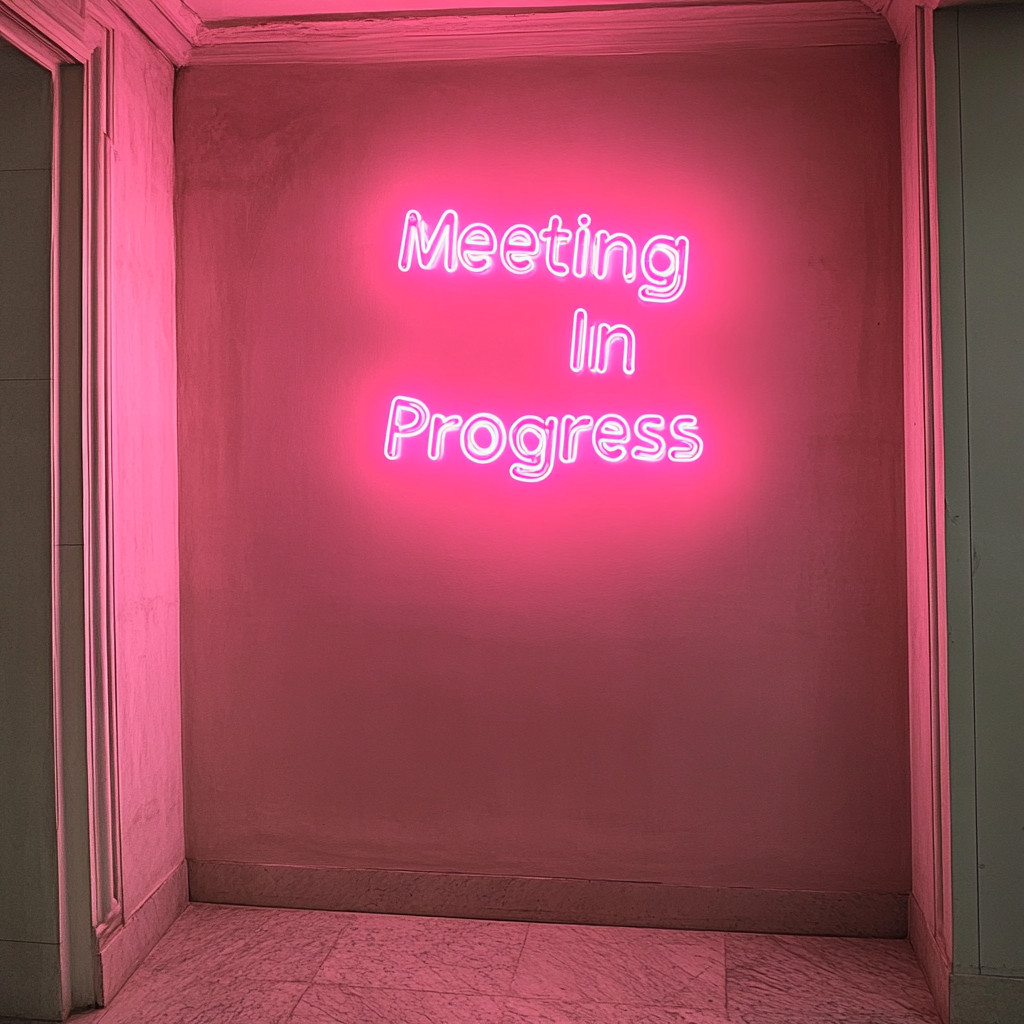 "Meeting In Progress" - Pink Neon Sign, 18 Inches