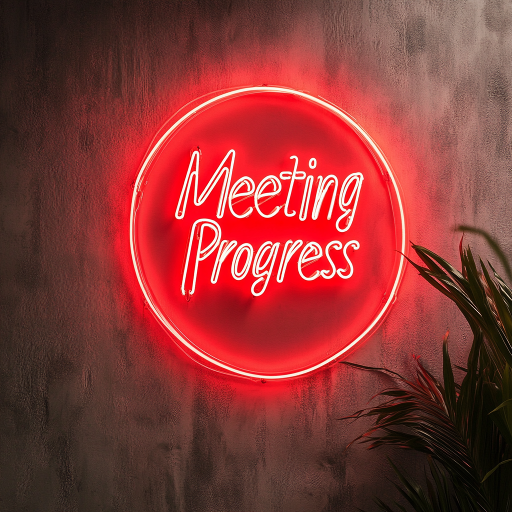 "Meeting In Progress" - Red Neon Sign, 18 Inches