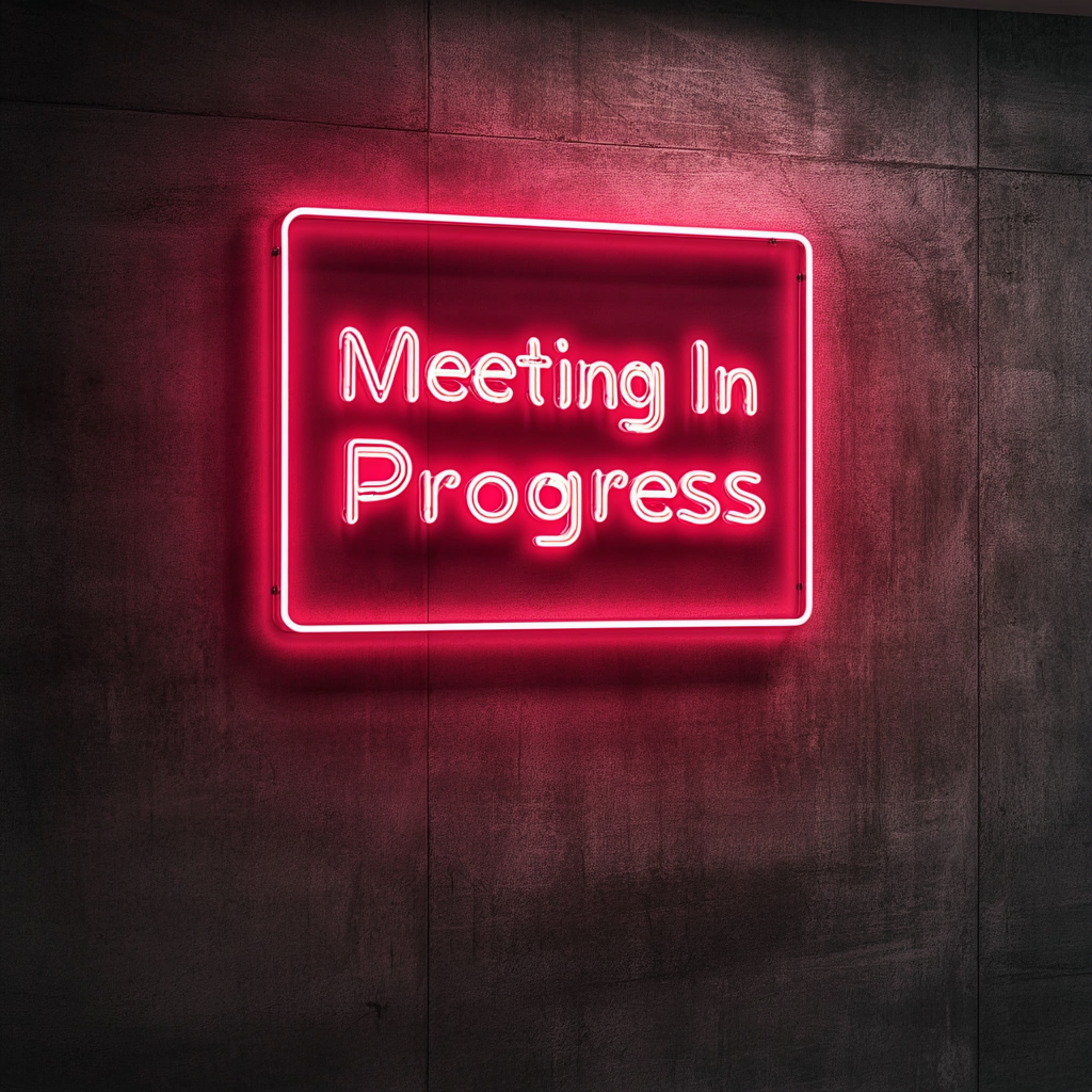 "Meeting In Progress" - Red Neon Sign, 18 Inches