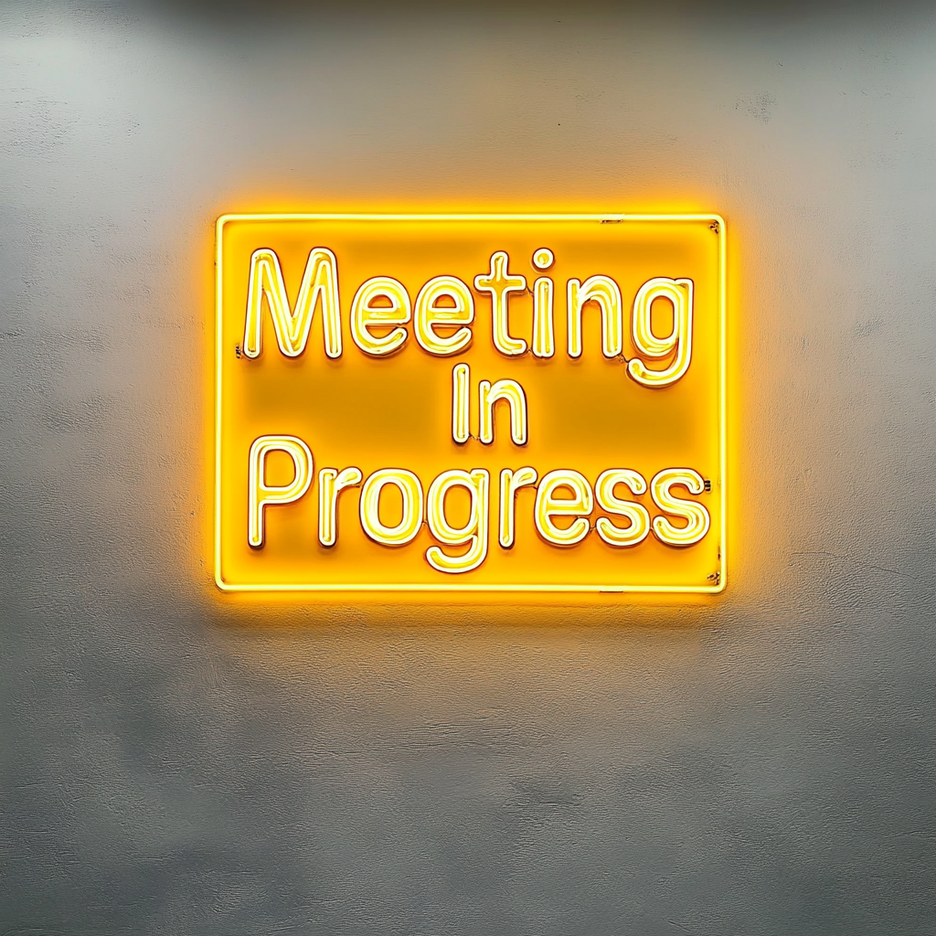 "Meeting In Progress" - Yellow Neon Sign, 24 Inches