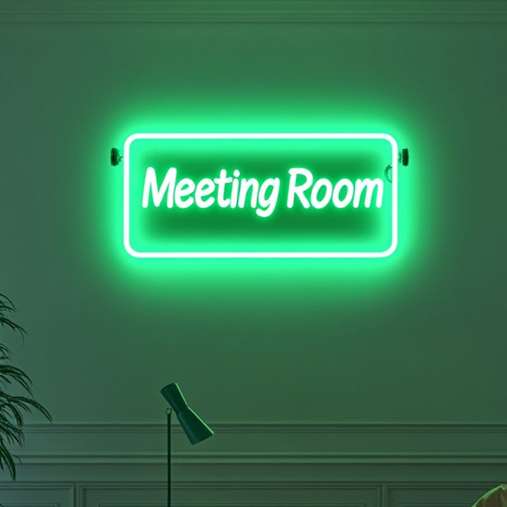 "Meeting Room" - Green Neon Sign, 18 Inches