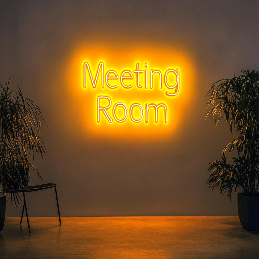 "Meeting Room" - Yellow Neon Sign, 18 Inches