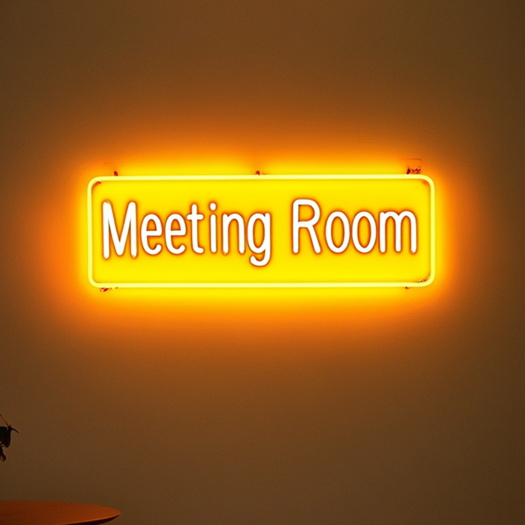 "Meeting Room" - Yellow Neon Sign, 24 Inches