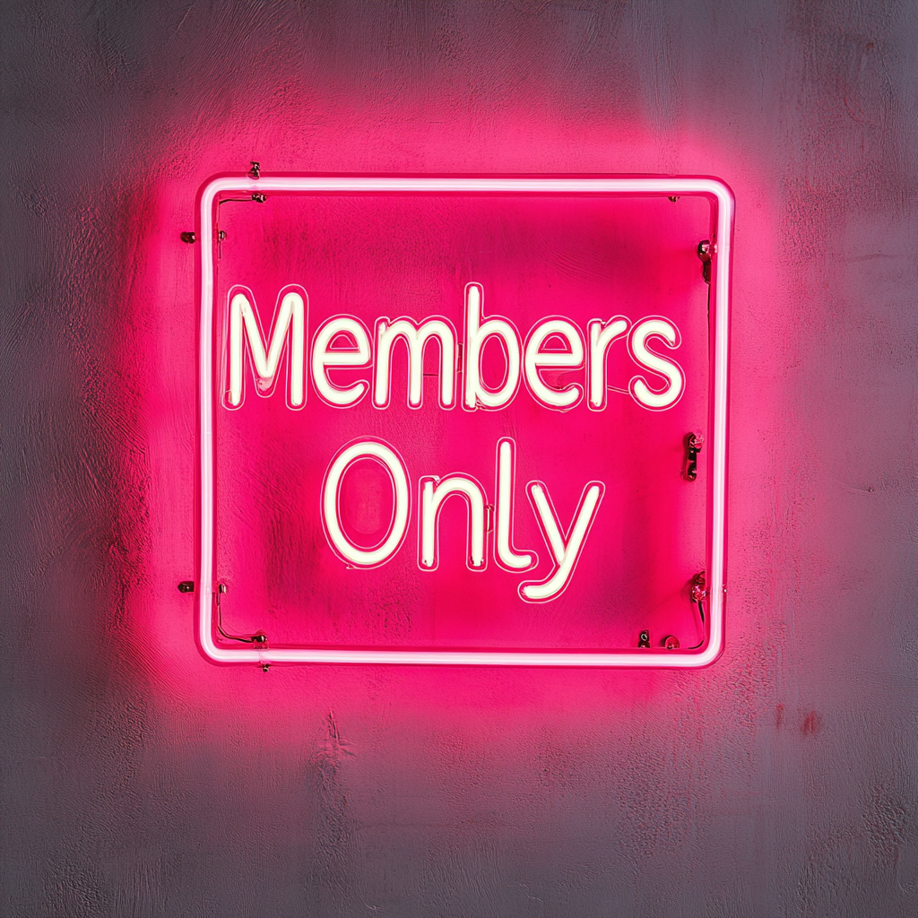 "Members Only" - Pink Neon Sign, 18 Inches