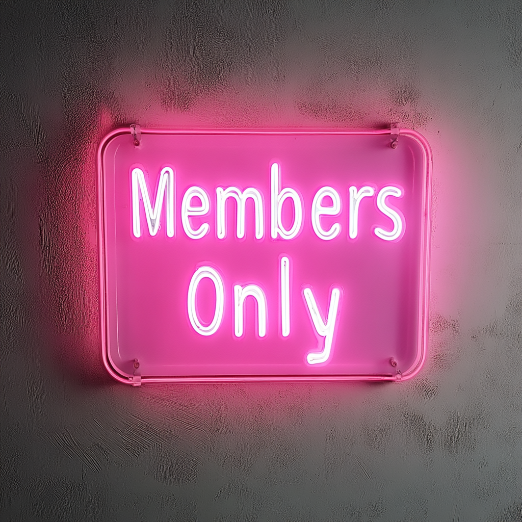 "Members Only" - Pink Neon Sign, 18 Inches
