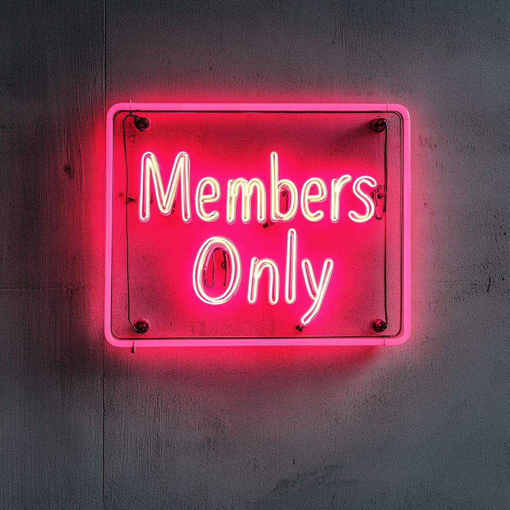 "Members Only" - Pink Neon Sign, 18 Inches