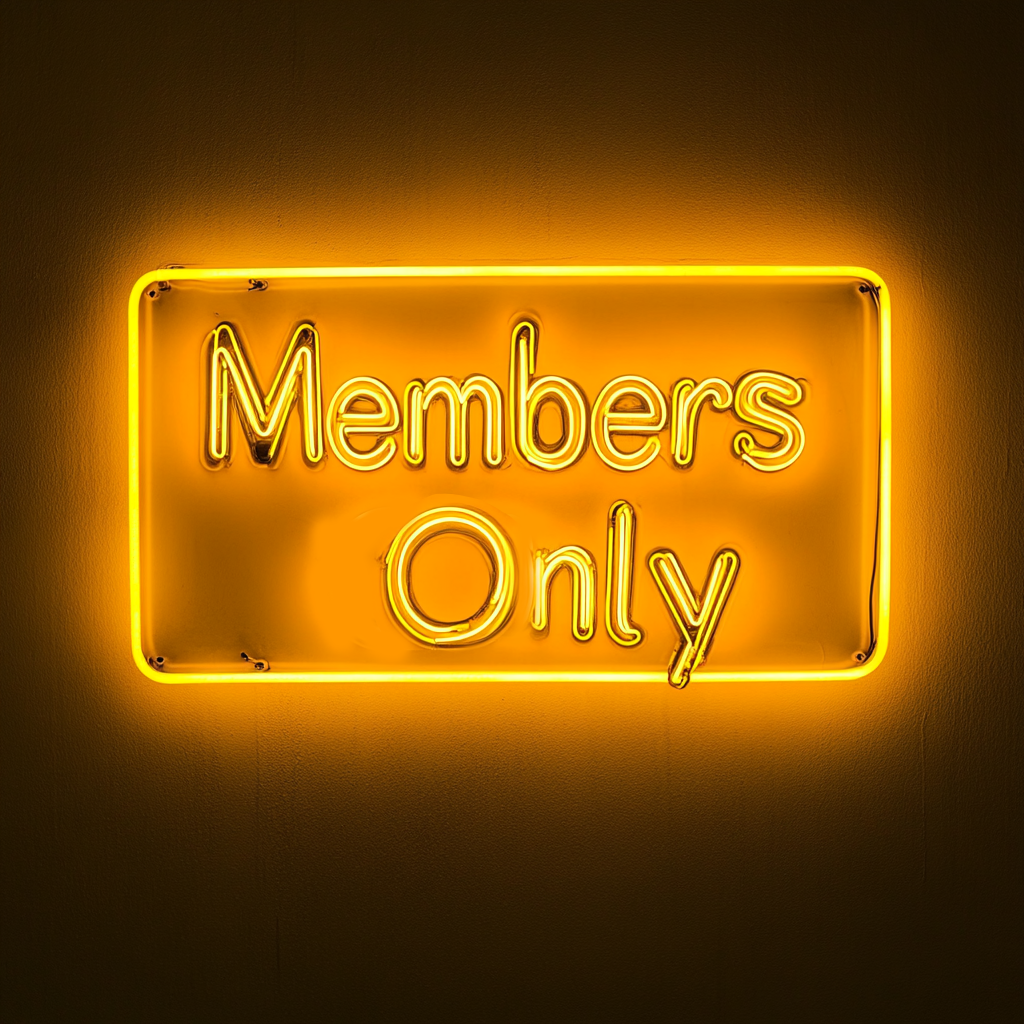 "Members Only" - Yellow Neon Sign, 18 Inches