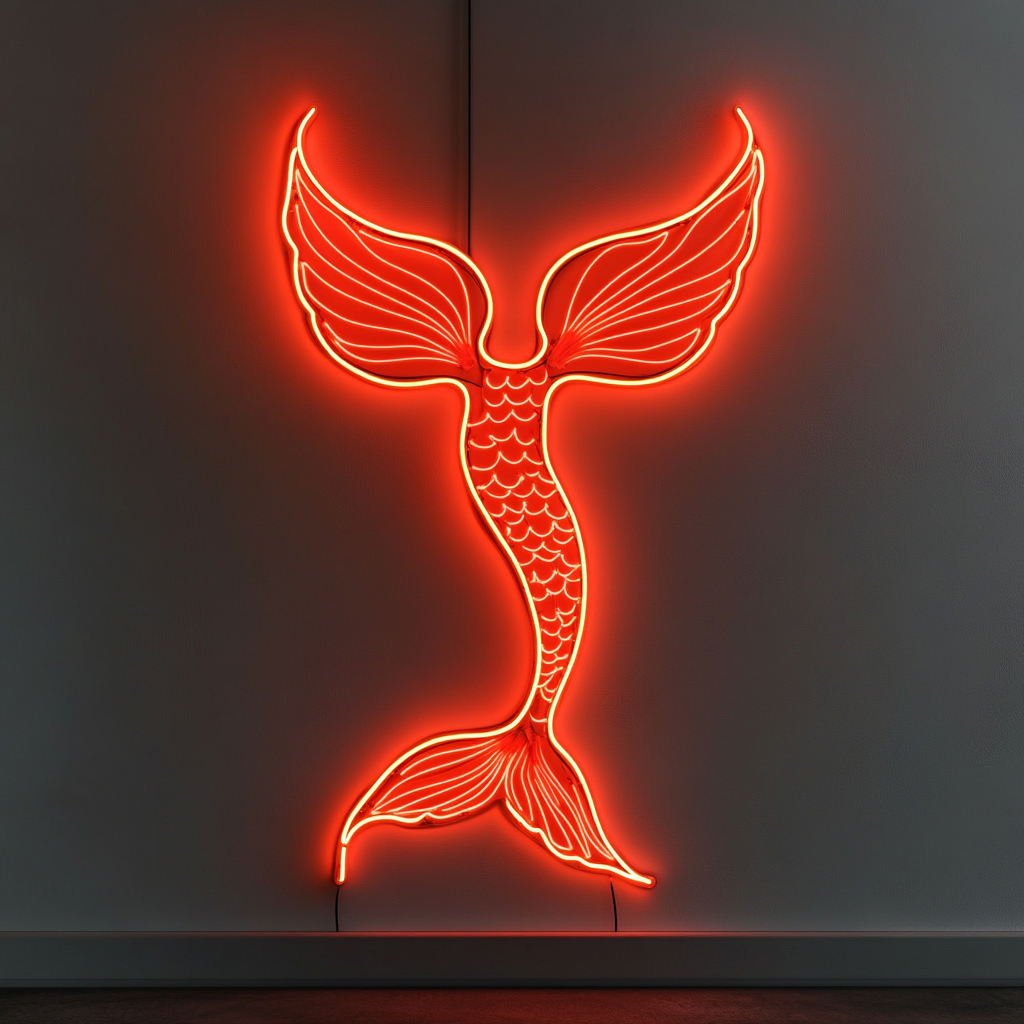 Mermaid Tail - Red Neon Sign, 18 Inches