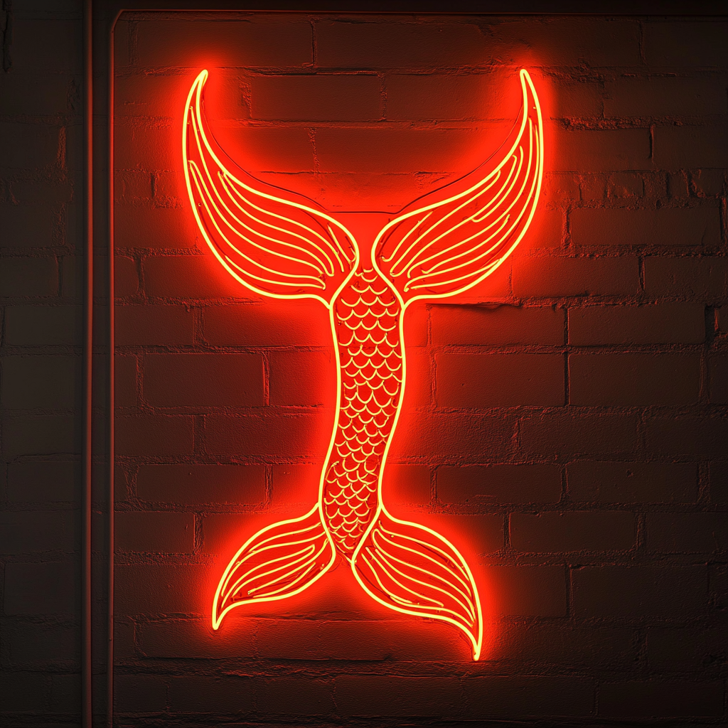 Mermaid Tail - Red Neon Sign, 24 Inches