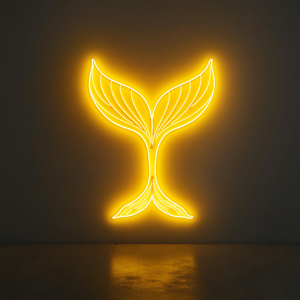 Mermaid Tail - Yellow Neon Sign, 18 Inches
