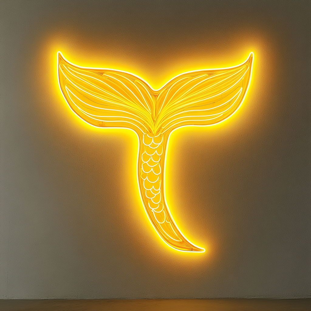Mermaid Tail - Yellow Neon Sign, 24 Inches